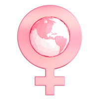 Women's day female symbol 3d planet png