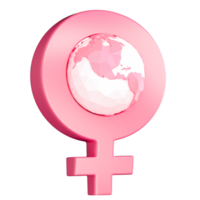 Women's day female symbol 3d planet png