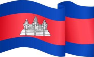 vague de drapeau cambodge isolée sur png ou fond transparent