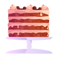 ilustración de pastel elementos de fiesta de cumpleaños de dibujos animados para tarjetas, postales de felicitación, invitaciones, regalos. repostería, panadería, cocina, productos dulces, postres, pasteles para afiches, pancartas, anuncios png