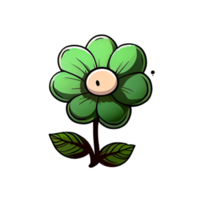 Cute green flower hand drawn element, perfect for decorating  Valentine Day or Mother Day card. png