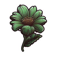 Cute green flower hand drawn element, perfect for decorating  Valentine Day or Mother Day card. png