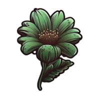 lindo elemento desenhado à mão de flor verde, perfeito para decorar o dia dos namorados ou cartão de dia das mães. png