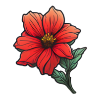 lindo elemento desenhado à mão de flor vermelha, perfeito para decorar o dia dos namorados ou cartão de dia das mães. png