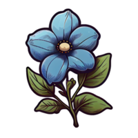 joli élément dessiné à la main de fleur bleue, parfait pour décorer la carte de la saint-valentin ou de la fête des mères. png