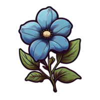 söt blå blomma hand dragen element, perfekt för dekorera valentine dag eller mor dag kort. png