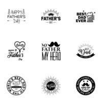 Happy fathers day greeting cards set 9 Black Vector typography lettering Usable for banners print You are the best dad text design Editable Vector Design Elements