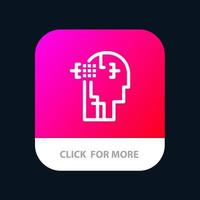 Artificial Human Man Head Mobile App Button Android and IOS Glyph Version vector