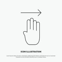 Finger Four Gesture Right Line Icon Vector