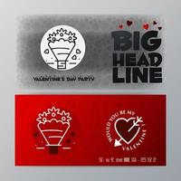 Valentines Day Big Banner Template Red Background vector