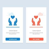 Care Compassion Feelings Heart Love  Blue and Red Download and Buy Now web Widget Card Template vector