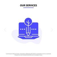 nuestros servicios contenido orgánico contenido orgánico icono de glifo sólido digital plantilla de tarjeta web vector