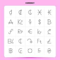 OutLine 25 Currency Icon set Vector Line Style Design Black Icons Set Linear pictogram pack Web and Mobile Business ideas design Vector Illustration