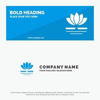 Flower Spa Massage Chinese SOlid Icon Website Banner and Business Logo Template vector