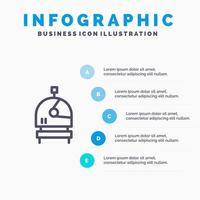 astronauta casco espacio azul infografía plantilla 5 pasos vector línea icono plantilla