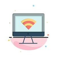 Computer Monitor Wifi Signal Abstract Flat Color Icon Template vector