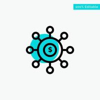 Dollar Money Connection Seeding Financial turquoise highlight circle point Vector icon