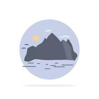 Nature hill landscape mountain scene Flat Color Icon Vector