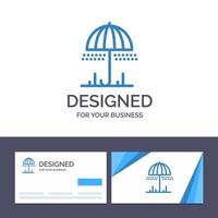 Creative Business Card and Logo template Rain Umbrella Weather Spring Vector Illustration