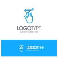 Hand Hand Cursor Up Left Right Blue Outline Logo Place for Tagline vector