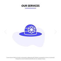 Our Services Beach Hat Cap Solid Glyph Icon Web card Template vector