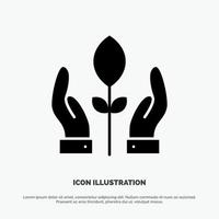 Conservation Plant Hand Energy solid Glyph Icon vector