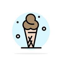 Ice Cream Cream Ice Cone Abstract Circle Background Flat color Icon vector