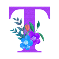 clipart floral del alfabeto, diseño de imágenes prediseñadas de letras botánicas png