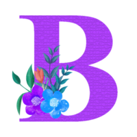 Blumenalphabet-Clipart, botanisches Buchstaben-Clipart-Design png