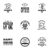 Happy Fathers Day vector hand lettering 9 Black Calligraphy illustration for greeting card festival poster etc Editable Vector Design Elements