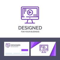 Creative Business Card and Logo template Computer Monitor Play Music Vector Illustration