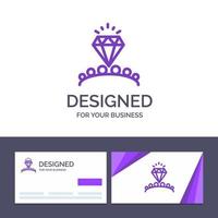 tarjeta de visita creativa y plantilla de logotipo diamante amor corazón boda vector ilustración