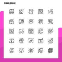 conjunto de iconos de línea de delitos cibernéticos conjunto de 25 iconos diseño de estilo minimalista vectorial conjunto de iconos negros paquete de pictogramas lineales vector