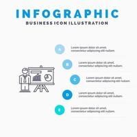 Presentation Office University Professor  Line icon with 5 steps presentation infographics Background vector