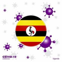 Pray For Uganda COVID19 Coronavirus Typography Flag Stay home Stay Healthy Take care of your own health vector