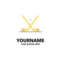 Emblem Hockey Ice Stick Sticks Business Logo Template Flat Color vector