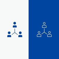 Structure Company Cooperation Group Hierarchy People Team Line and Glyph Solid icon Blue banner Line and Glyph Solid icon Blue banner vector