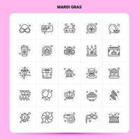 OutLine 25 Mardi Gras Icon set Vector Line Style Design Black Icons Set Linear pictogram pack Web and Mobile Business ideas design Vector Illustration