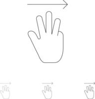 Hand Hand Cursor Up Right Bold and thin black line icon set vector