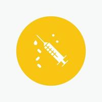 Injection Syringe Vaccine Treatment white glyph icon vector