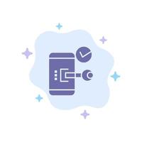 Key Lock Mobile Open Phone Security Blue Icon on Abstract Cloud Background vector