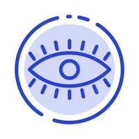 ojo ojos reloj diseño línea punteada azul icono de línea vector