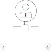encontrar vidrio contratar lupa humana búsqueda de recursos de personas conjunto de iconos de línea negra audaz y delgada vector