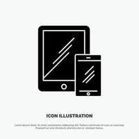 Smartphone Business Mobile Tablet Phone solid Glyph Icon vector