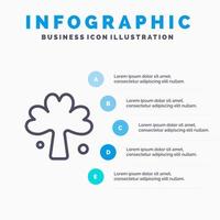 icono de línea de planta irlandesa de trébol verde irlanda con fondo de infografía de presentación de 5 pasos vector