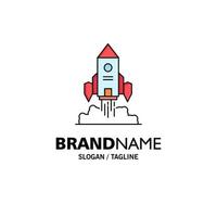 Rocket spaceship startup launch Game Flat Color Icon Vector