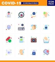 16 Flat Color Set of corona virus epidemic icons such as gas virus virus runny allergy viral coronavirus 2019nov disease Vector Design Elements