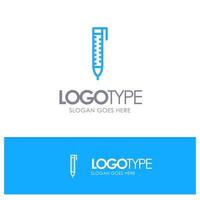 pluma lápiz diseño contorno azul logotipo lugar para eslogan vector