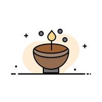 Celebrate Deepam Deepavali Diwali Festival Lamp Light  Business Flat Line Filled Icon Vector Banner Template