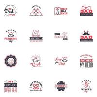 Set of fathers day 16 Black and Pink design elements Editable Vector Design Elements